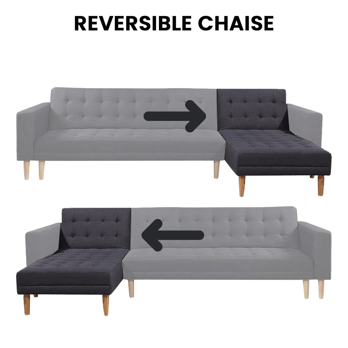 Sarantino Linen Fabric Corner Sofa Bed Couch Lounge With Chaise Furniture - Dark Grey - YDS.com.au