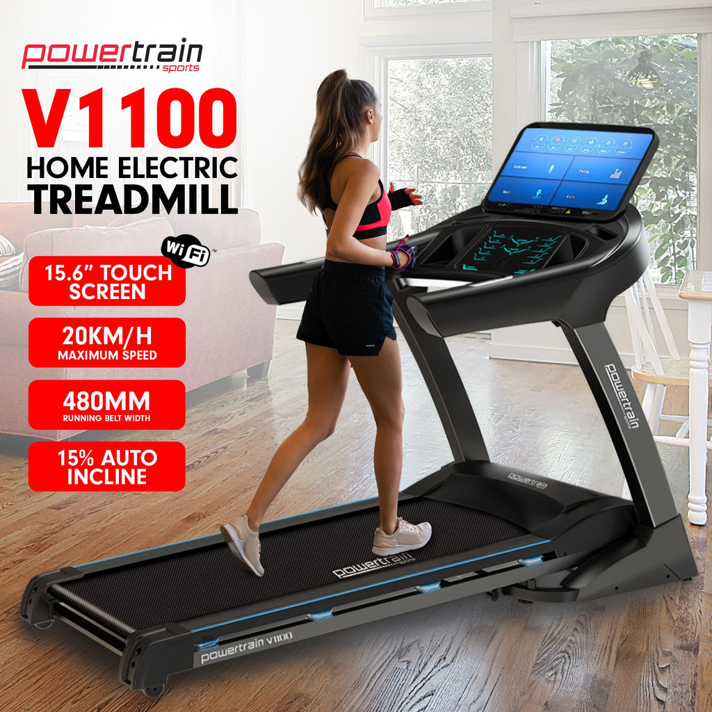 Powertrain V1100 Treadmill with Wifi Touch Screen & Incline - YDS.com.au