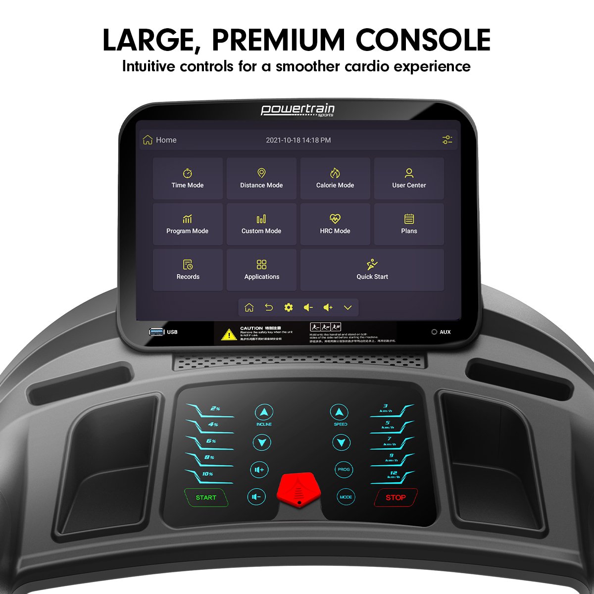 Powertrain V1100 Treadmill with Wifi Touch Screen & Incline - YDS.com.au