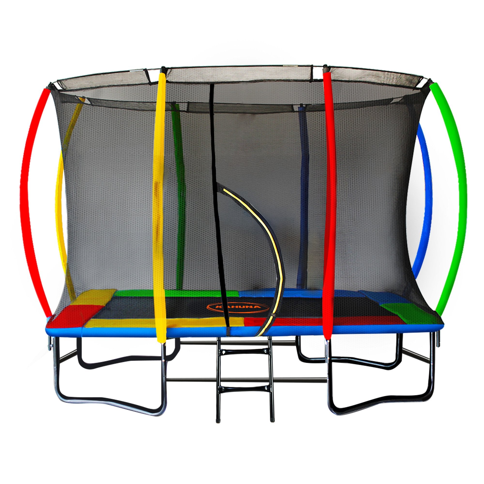 Kahuna 8ft x 11ft Rectangular Trampoline Rainbow Free Safety Net Spring Pad Cover Mat Ladder - YDS.com.au