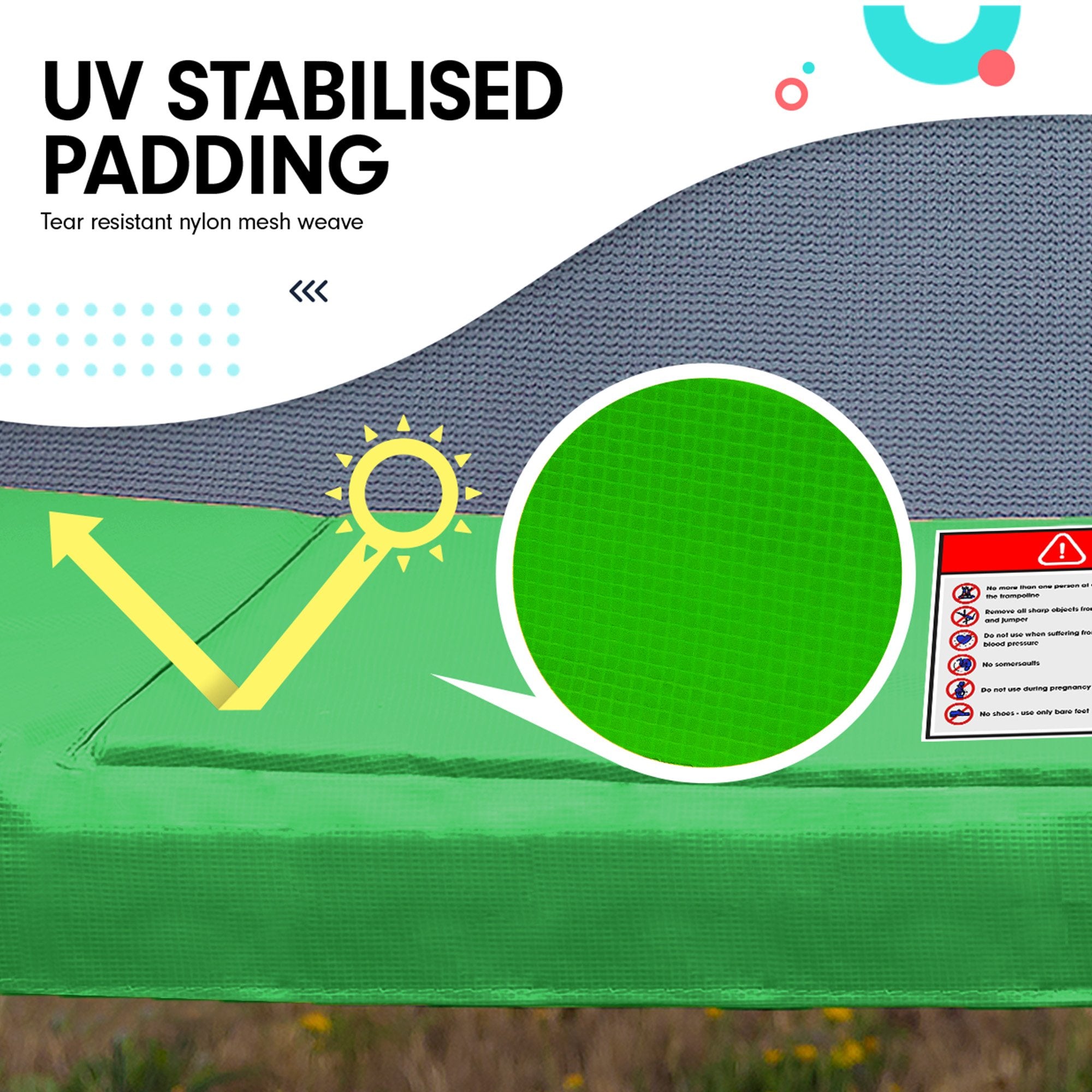 Kahuna 8ft x 11ft Rectangular Trampoline Rainbow Free Safety Net Spring Pad Cover Mat Ladder - YDS.com.au