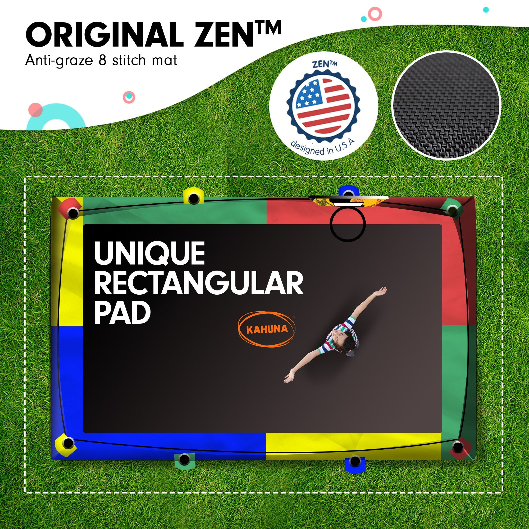 Kahuna 8ft x 11ft Rectangular Trampoline Rainbow Free Safety Net Spring Pad Cover Mat Ladder - YDS.com.au