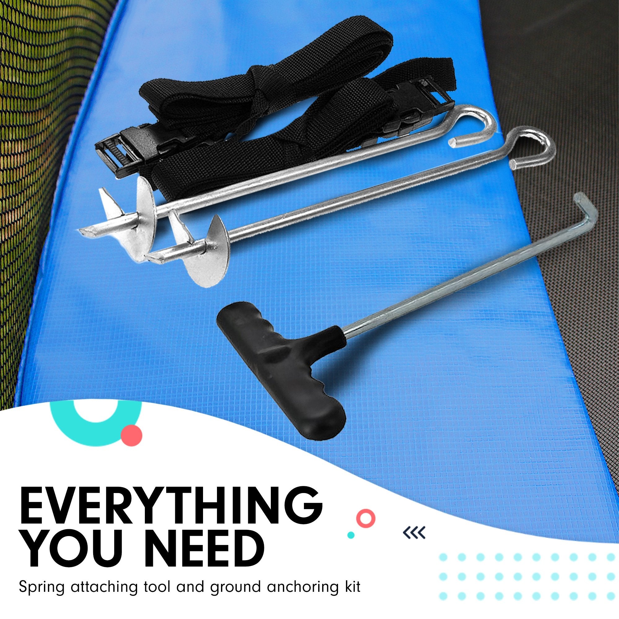 Kahuna 8ft x 11ft Rectangular Trampoline Rainbow Free Safety Net Spring Pad Cover Mat Ladder - YDS.com.au