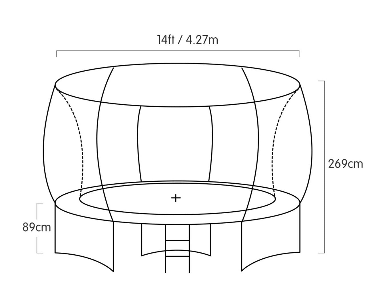 Kahuna 14ft Outdoor Trampoline Kids Children With Safety Enclosure Pad Mat Ladder Basketball Hoop Set - Blue