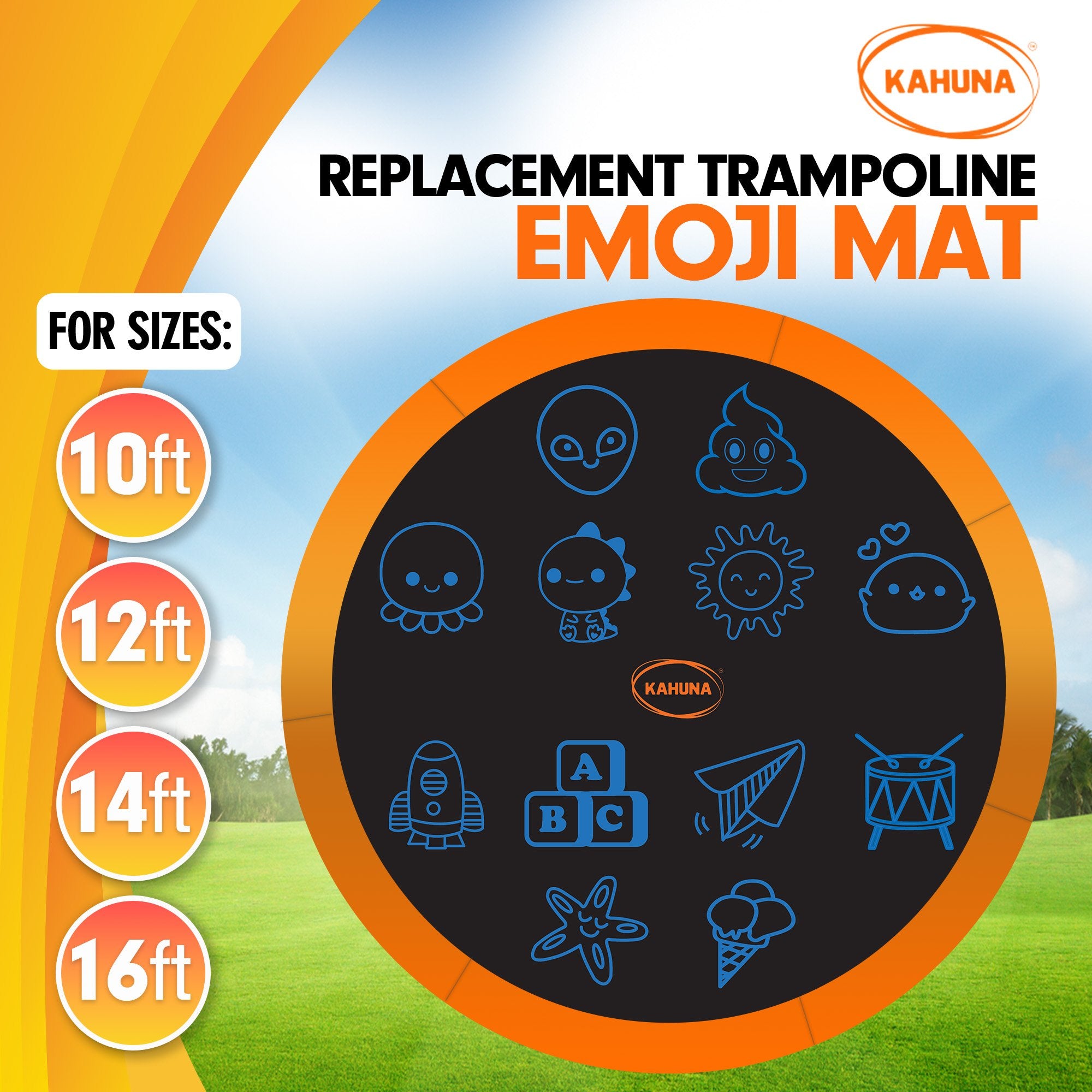 Kahuna 14ft Replacement Trampoline Jumping Mat - Emoji - YDS.com.au