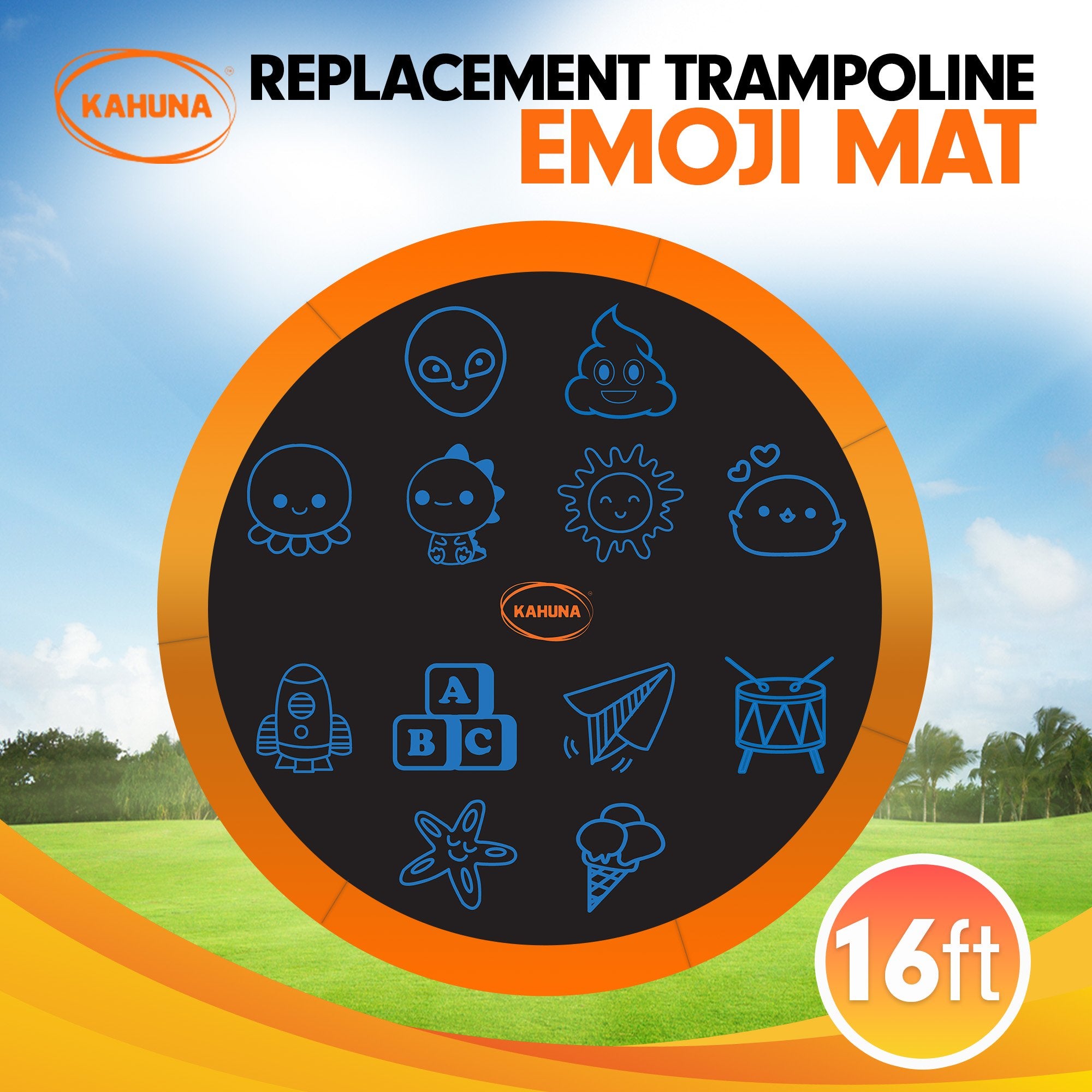 Kahuna 16ft Replacement Trampoline Jumping Mat - Emoji - YDS.com.au