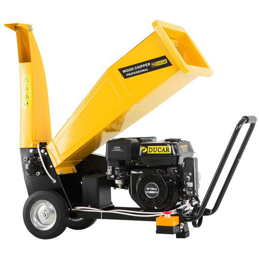 Ducar D70 7HP Wood Chipper Electric Start Shredder Mulcher Grinder Petrol in Yellow