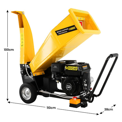 Ducar D70 7HP Wood Chipper Electric Start Shredder Mulcher Grinder Petrol in Yellow