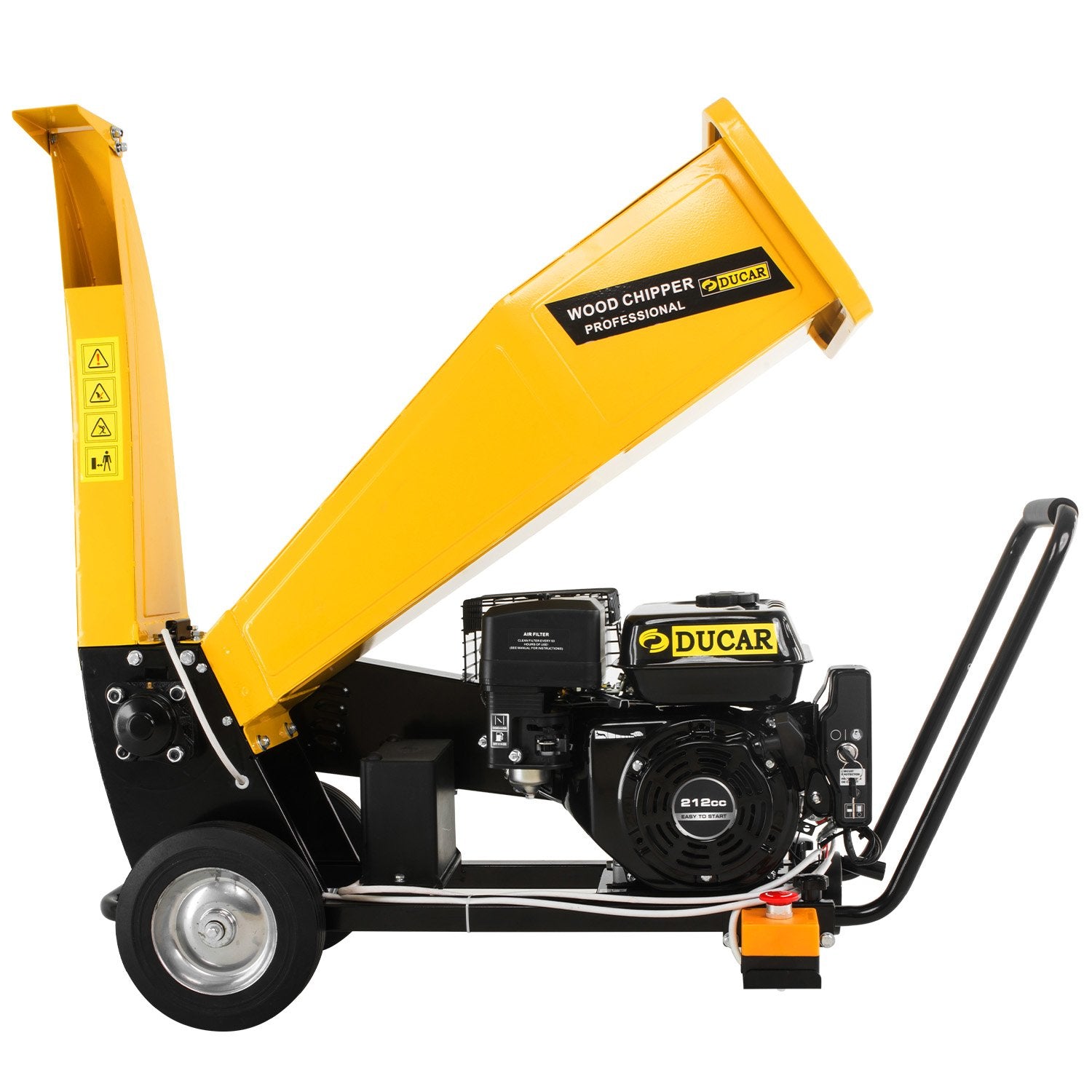 Ducar D70 7HP Wood Chipper Electric Start Shredder Mulcher Grinder Petrol in Yellow