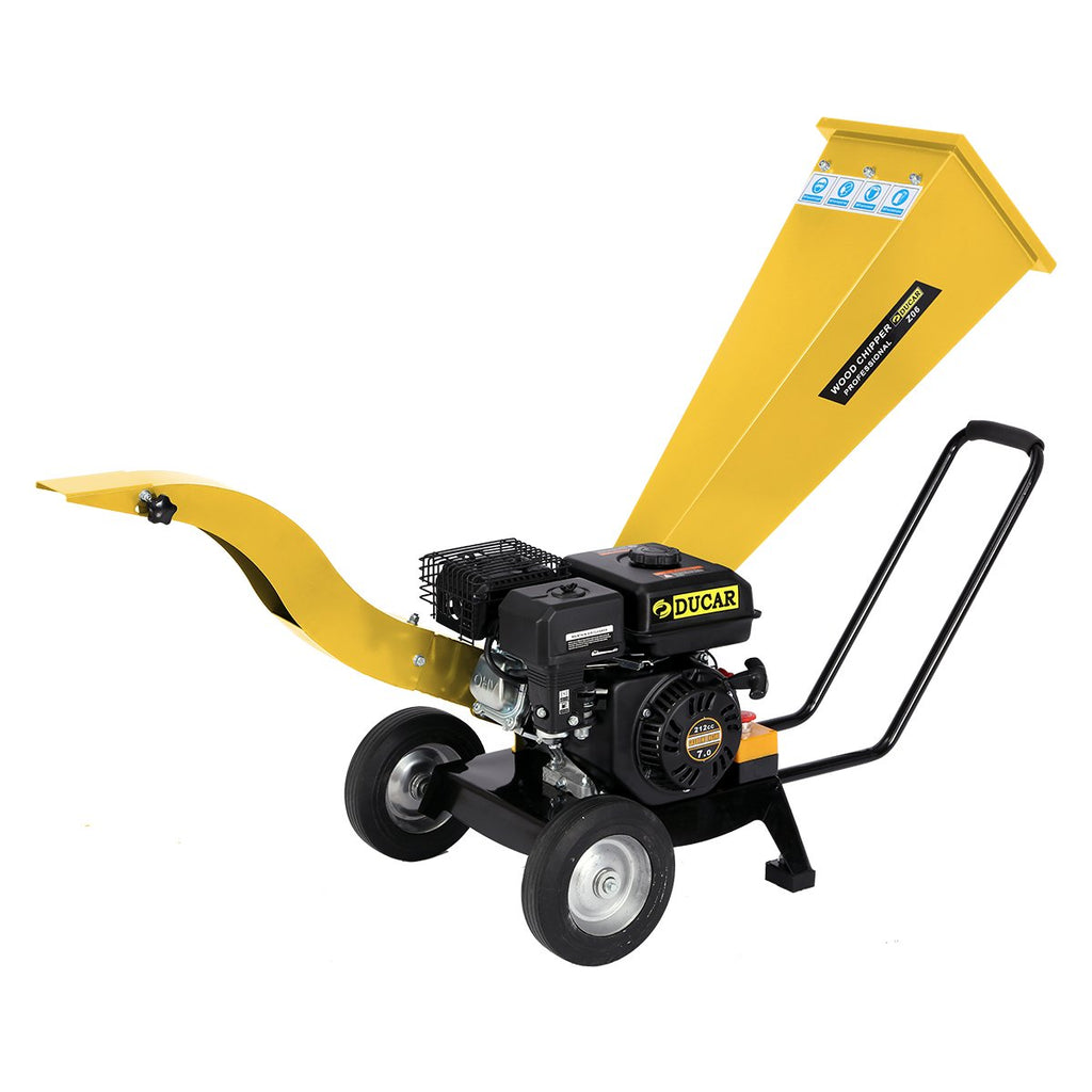 Ducar 7hp Wood Chipper Shredder Mulcher Grinder Petrol Yellow - YDS.com.au