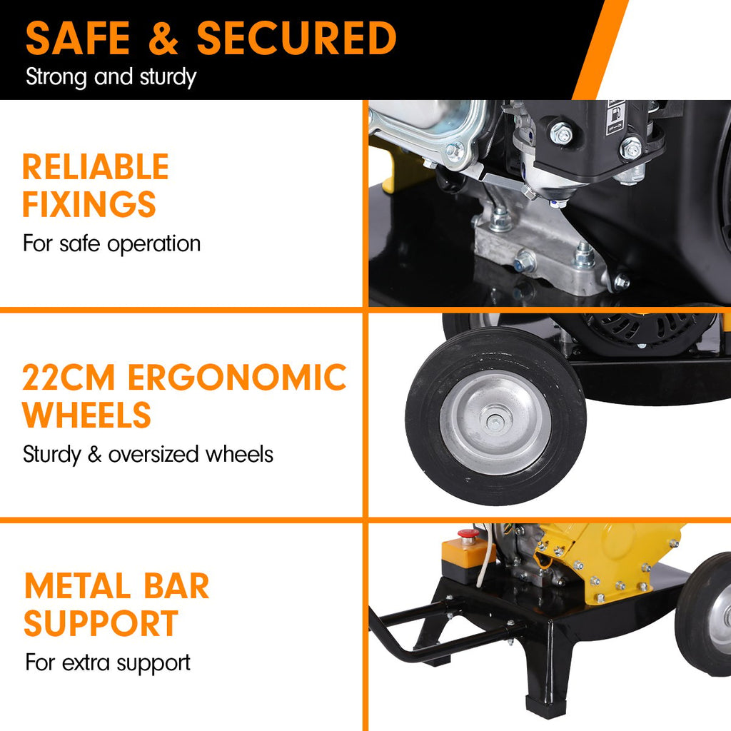 Ducar 7hp Wood Chipper Shredder Mulcher Grinder Petrol Yellow - YDS.com.au