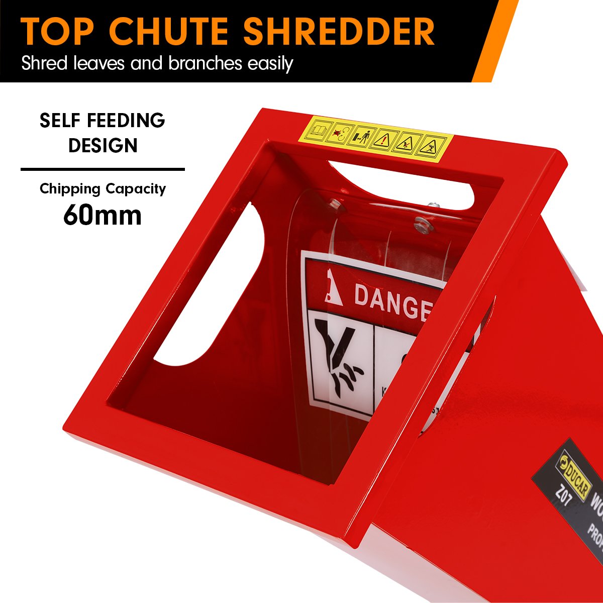 Ducar 7hp Wood Chipper Shredder Mulcher Grinder Petrol Red - YDS.com.au