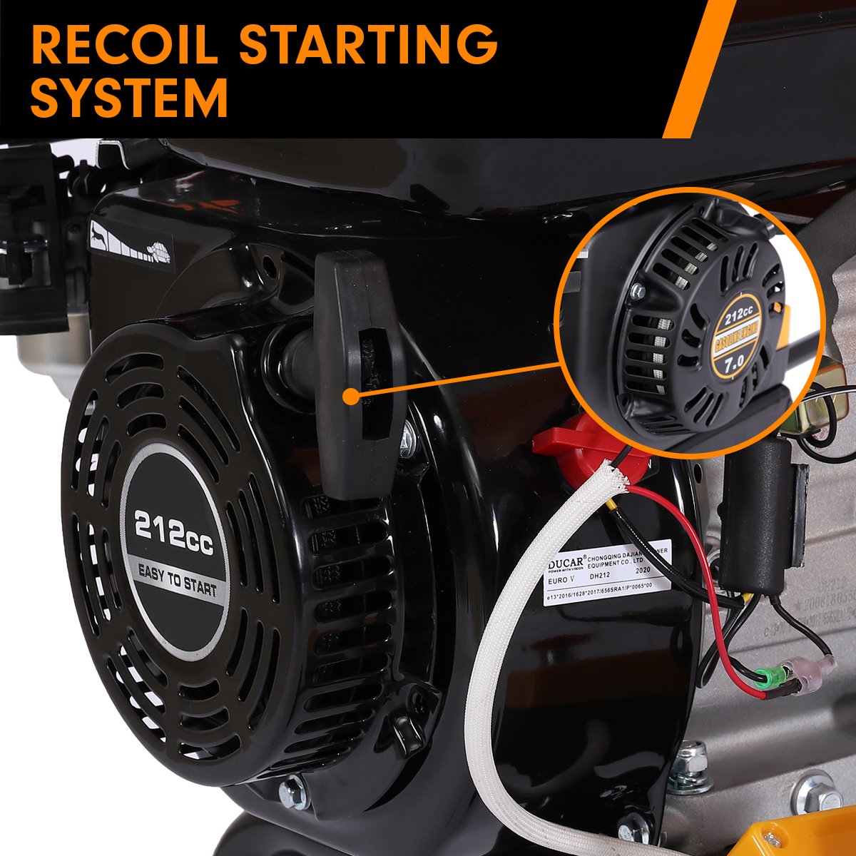 Ducar 7hp Wood Chipper Shredder Mulcher Grinder Petrol Red - YDS.com.au