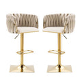 SERENITà Modern Velvet Breakfast Bar Stools Swivel Barstools Adjustable Counter Stools with Backrest Set of 2 iVORY