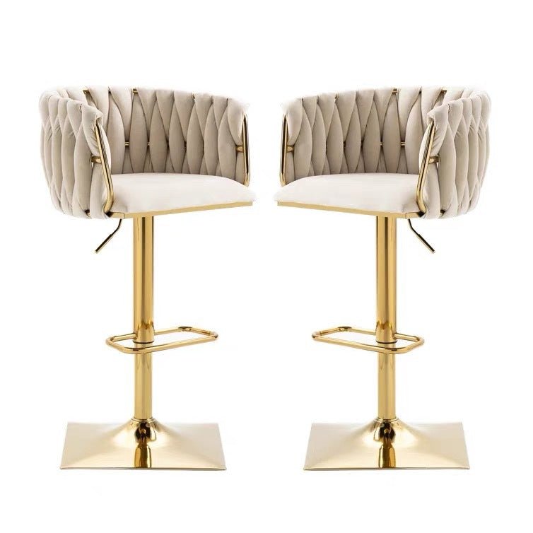 SERENITà Modern Velvet Breakfast Bar Stools Swivel Barstools Adjustable Counter Stools with Backrest Set of 2 iVORY
