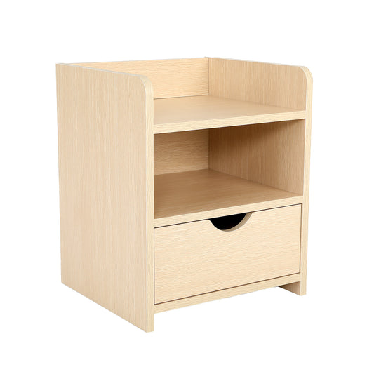 Bedside Table Side Storage Cabinet Nightstand Bedroom 1 Drawer 2 Shelf LARK OAK