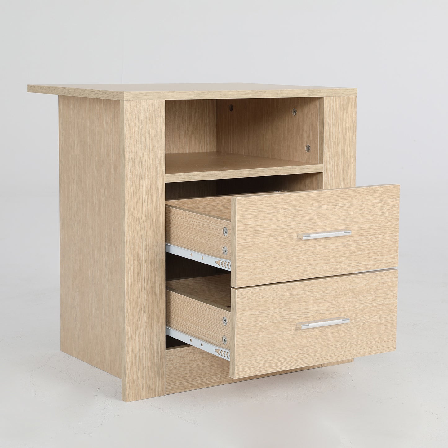 Bedside Table Side Storage Cabinet Nightstand Bedroom 2 Drawer 1 Shelf ZURI OAK