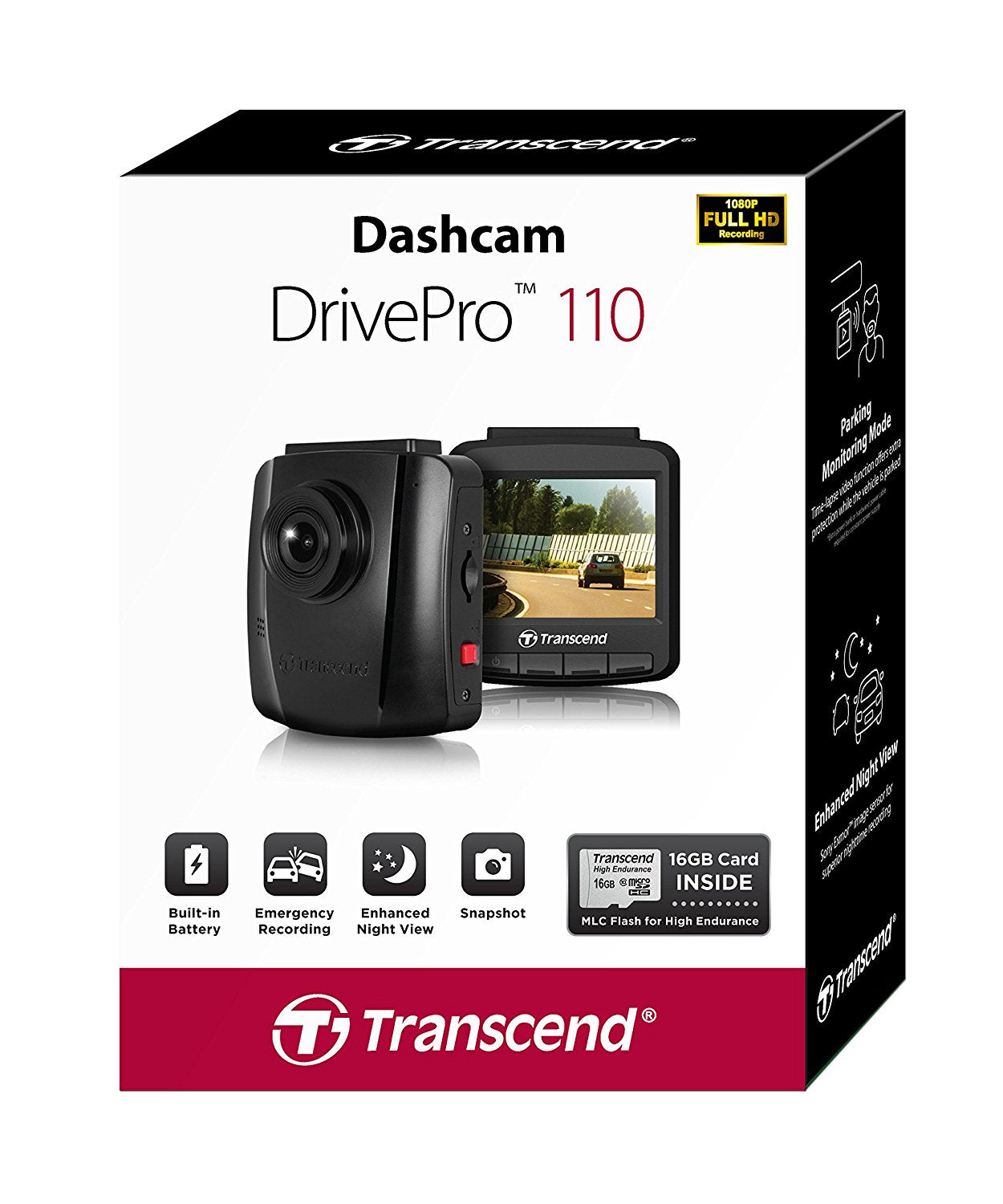 Transcend 16G DrivePro 110, 2.4" LCD, with Suction Mount