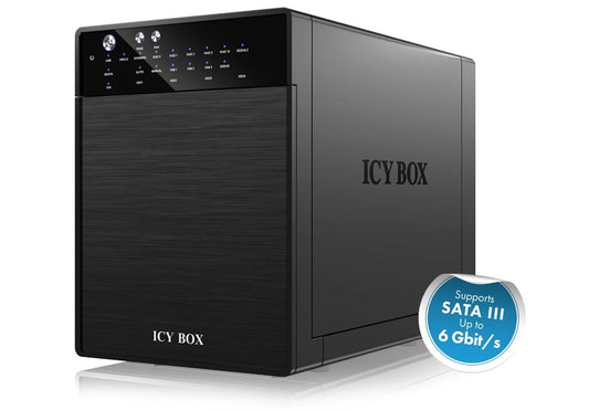 Sistema RAID externo ICY BOX de 4 bahías para discos duros SATA I / II / III de 3,5" con USB 3.0 y eSATA (IB-RD3640SU3)