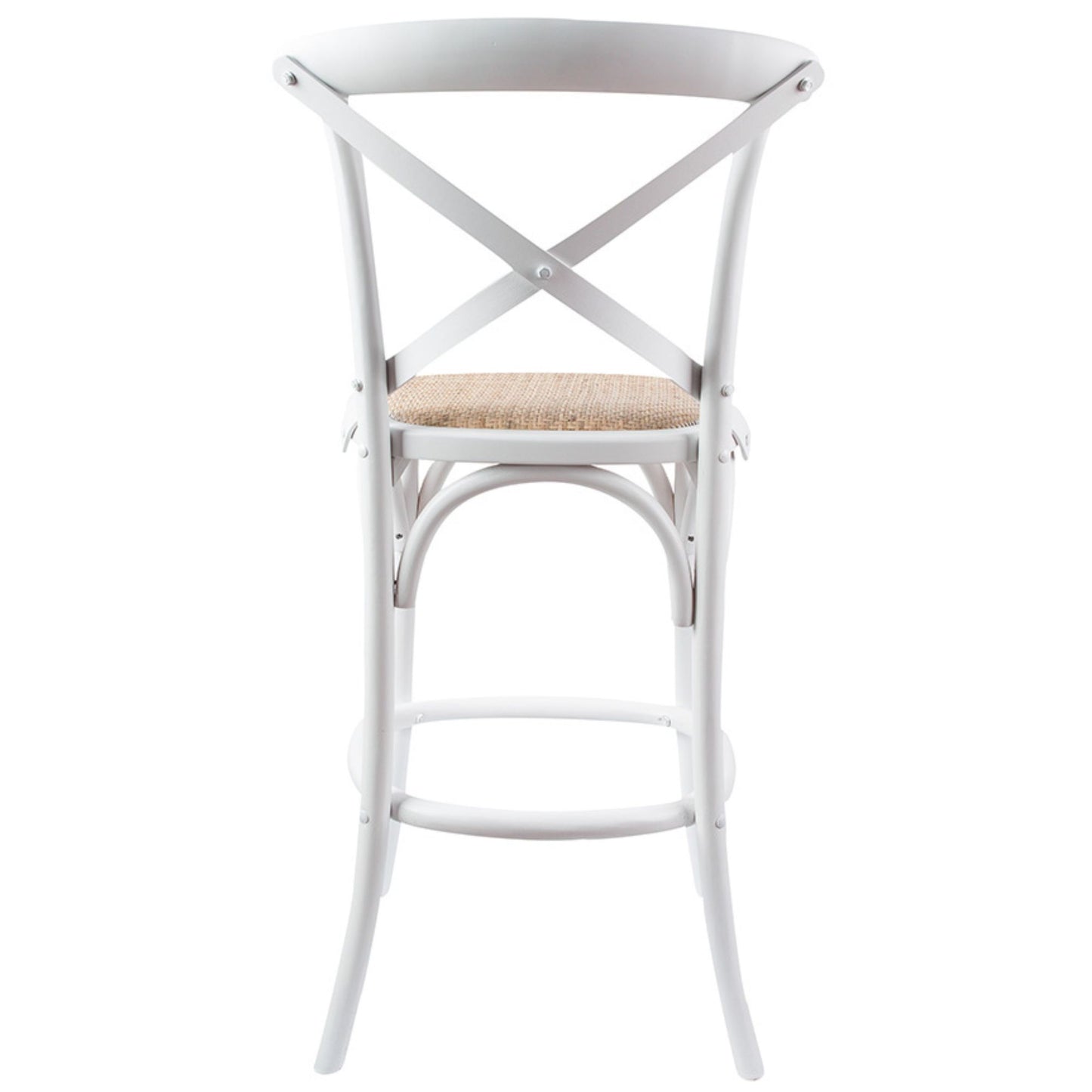 Aster 4pc Crossback Bar Stools Dining Chair Solid Birch Timber Rattan Seat White