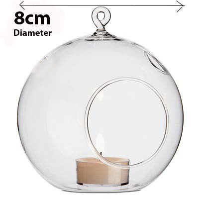 24 Bulk Buy of Hanging Clear Glass Ball Tealight Candle Holder- Wedding Globe Decoration Terrarium