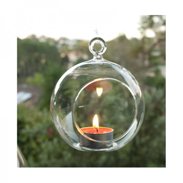24 Bulk Buy of Hanging Clear Glass Ball Tealight Candle Holder- Wedding Globe Decoration Terrarium
