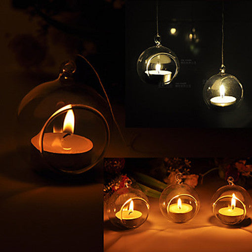 24 Bulk Buy of Hanging Clear Glass Ball Tealight Candle Holder- Wedding Globe Decoration Terrarium