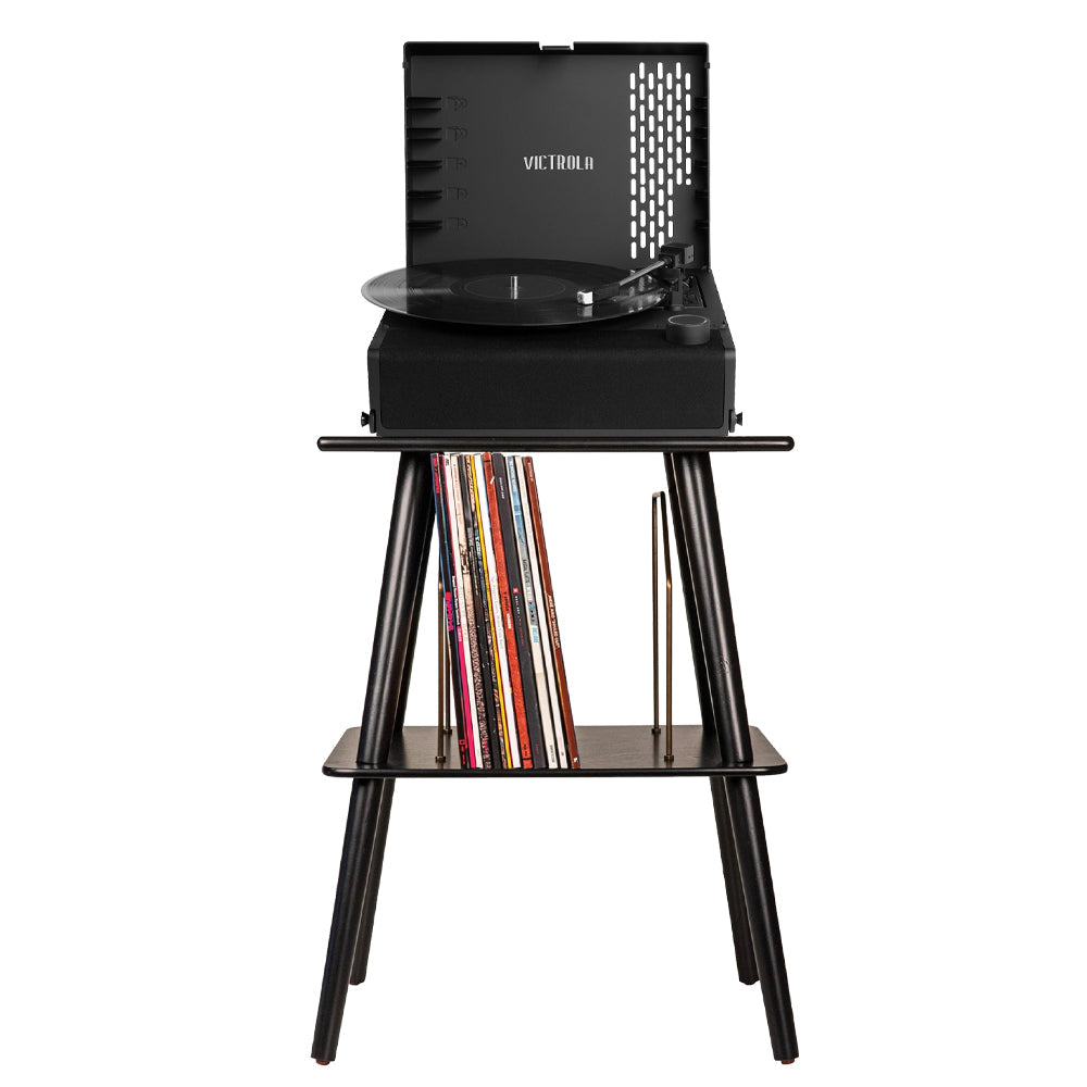 Victrola Revolution Go Turntable - Black + Entertainment Stand Bundle - Black