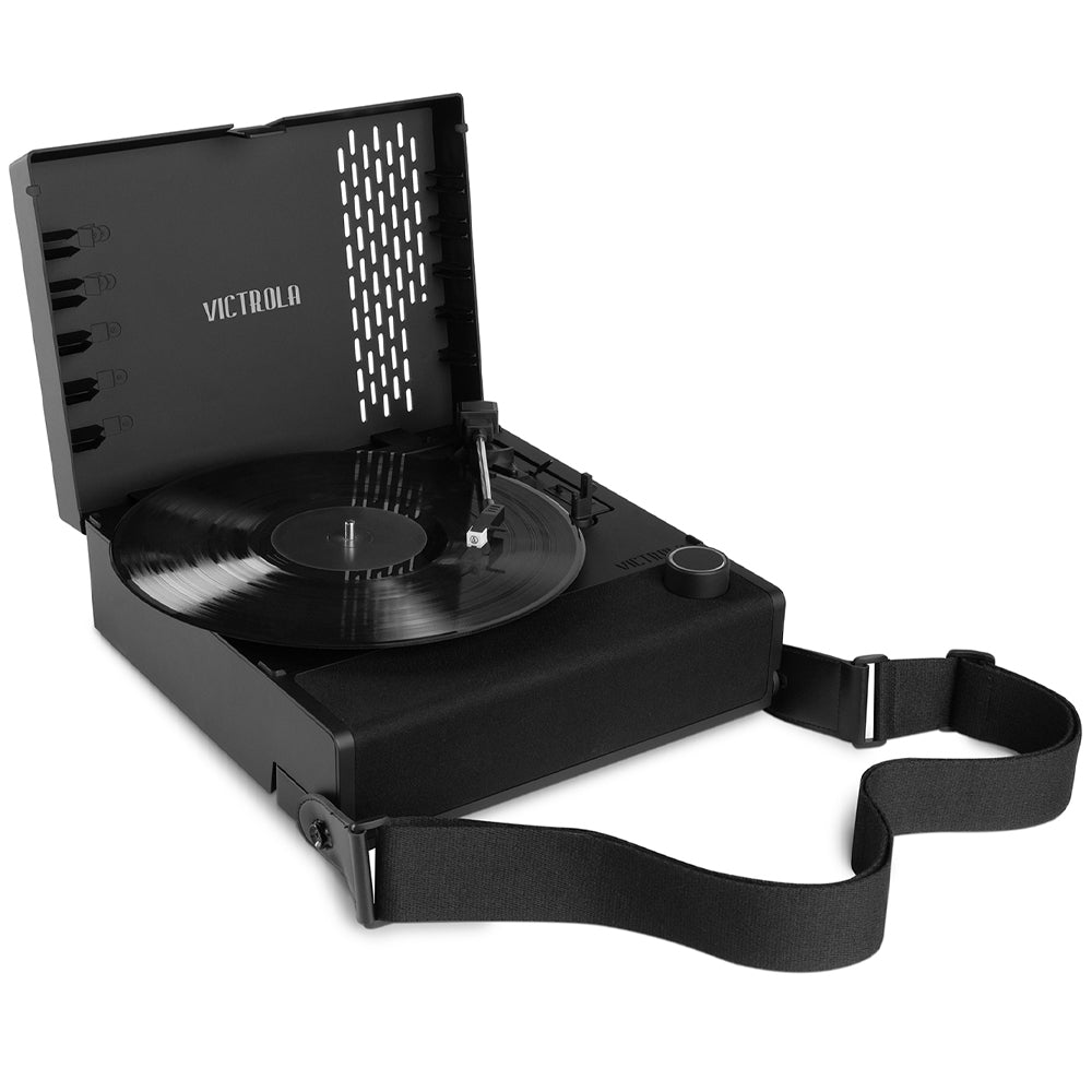 Victrola Revolution Go Turntable - Black + Entertainment Stand Bundle - Black