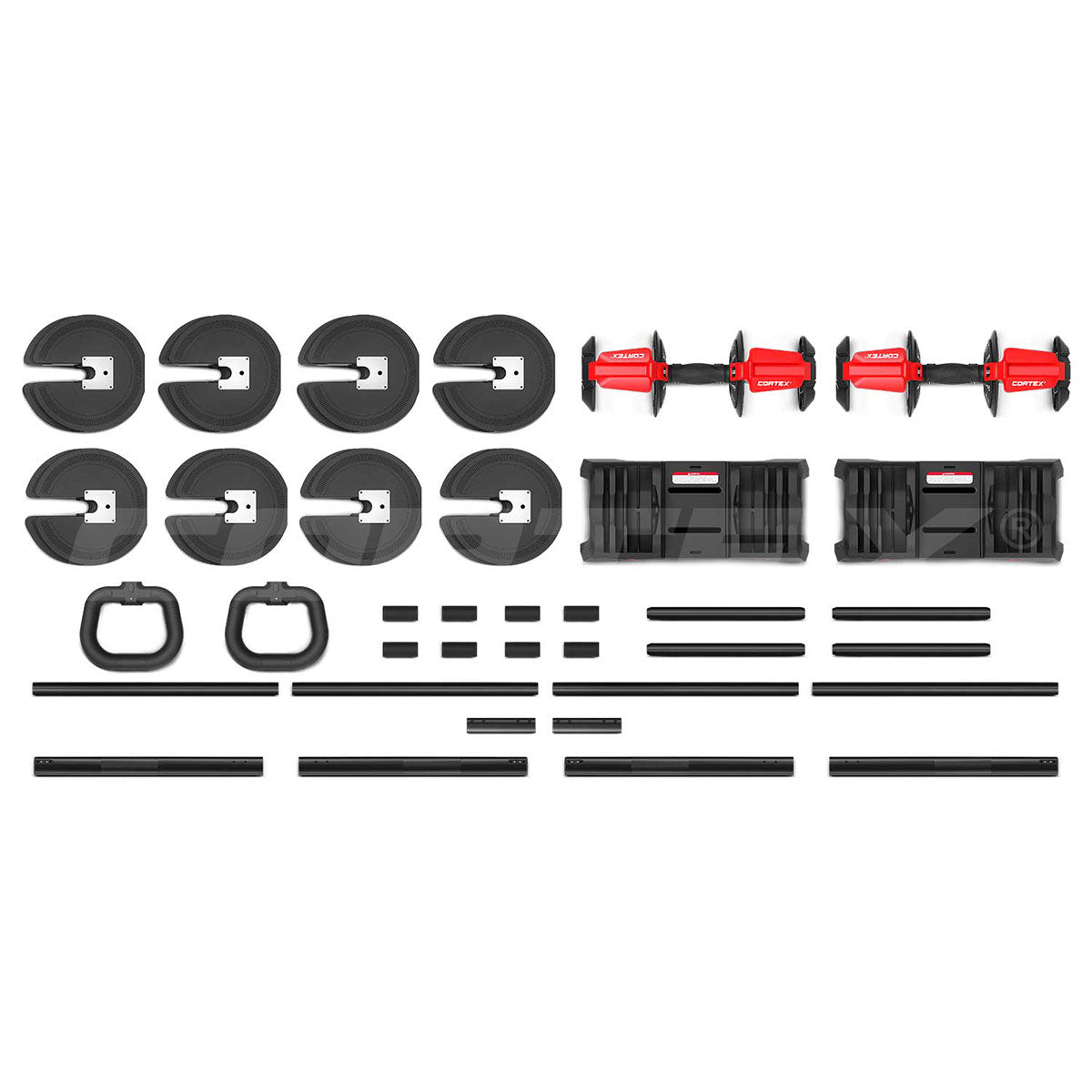 Juego de mancuernas de acero ajustables CORTEX Revolock V2 de 48 kg, conjunto de pares, pesas rusas, todo en uno