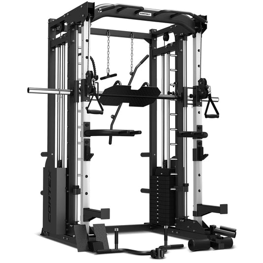 Gimnasio multifunción CORTEX SM25 (entrenador funcional de doble pila, máquina Smith, medio rack)