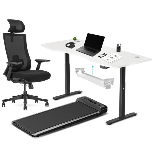 Lifespan Fitness WalkingPad M2 + ErgoDesk 1800mm Blanco + Pasacables + Silla DM9