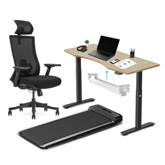 Lifespan Fitness WalkingPad M2 + ErgoDesk 1500 mm roble + organizador de cables + silla DM9