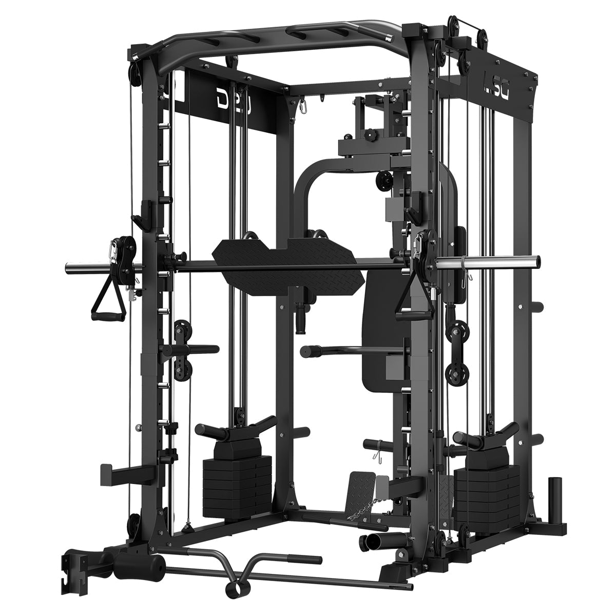 Estación de gimnasio para el hogar 10 en 1 LSG GRK200, Power Rack, máquina Smith y cable cruzado