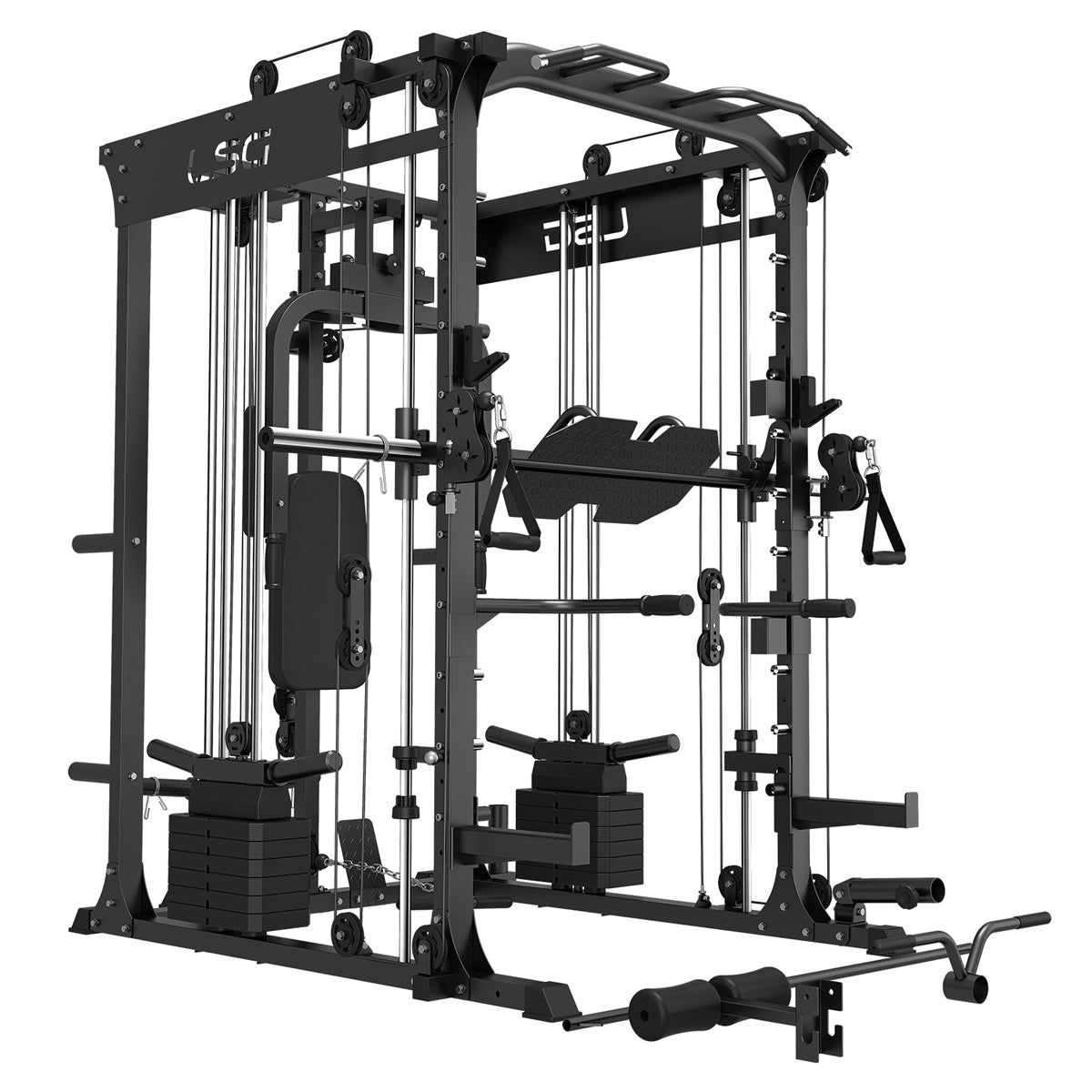 Estación de gimnasio para el hogar 10 en 1 LSG GRK200, Power Rack, máquina Smith y cable cruzado