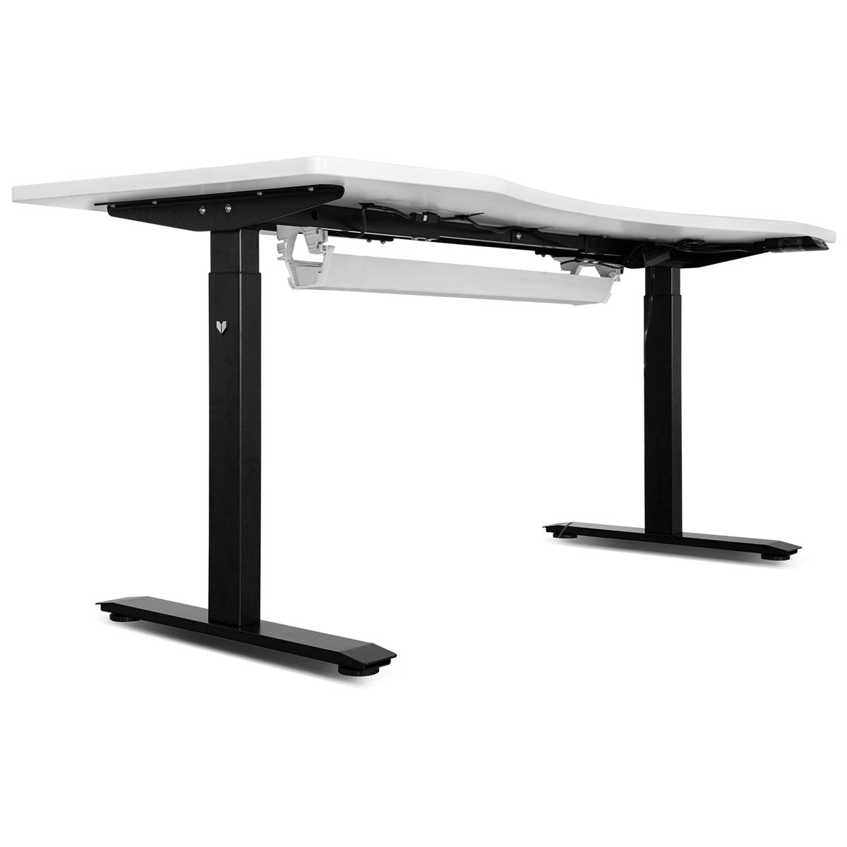 Escritorio de pie automático LSG Pacer M5 con motor dual de 150 cm en blanco y negro y gestión de cables