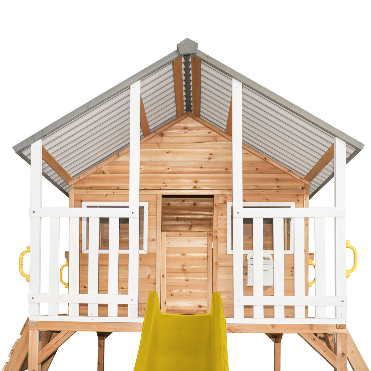 Casa de juegos infantil Winchester Cubby House con plataforma de elevación y tobogán amarillo de Lifespan Kids