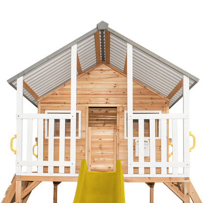 Casa de juegos infantil Winchester Cubby House con plataforma de elevación y tobogán amarillo de Lifespan Kids