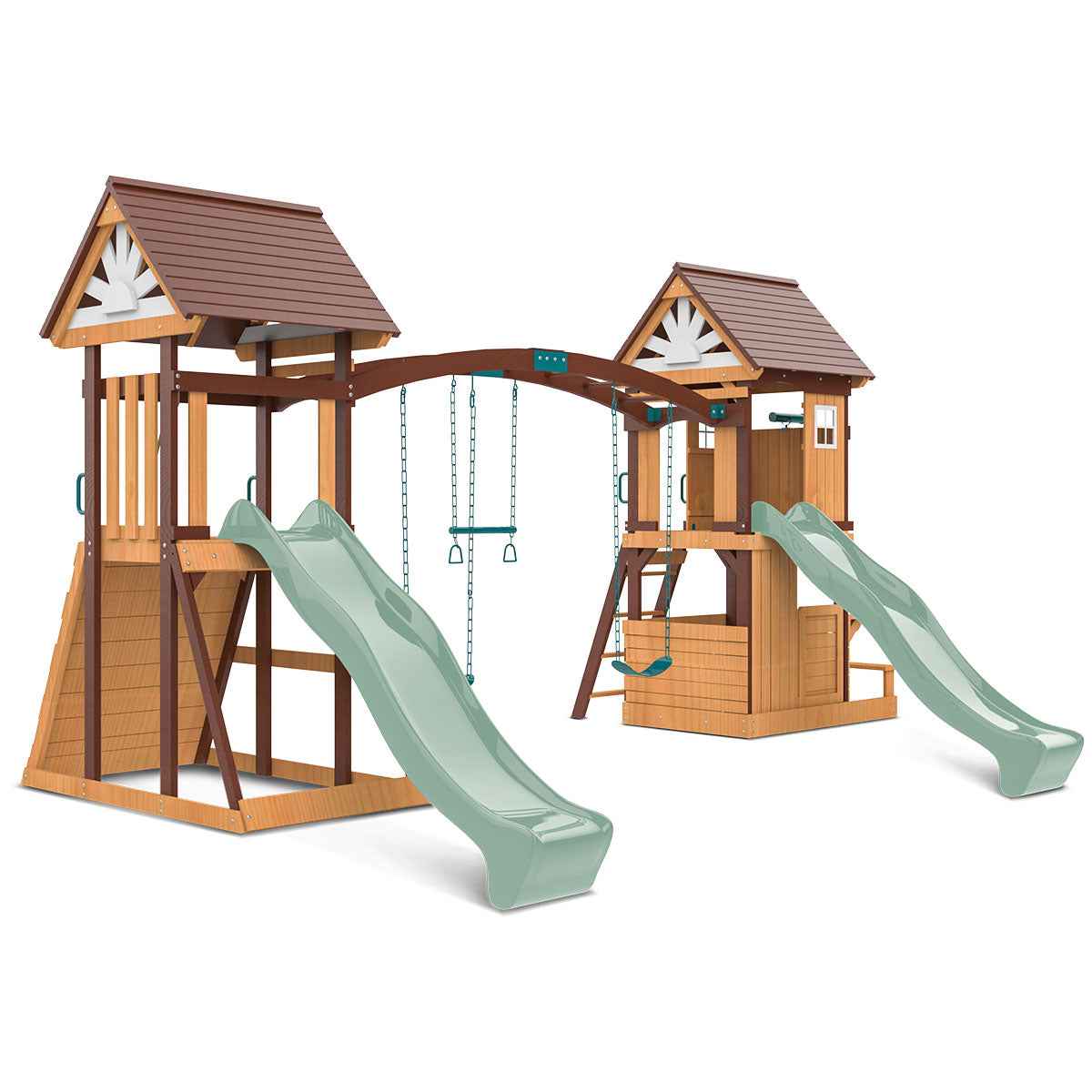 Lifespan Kids Armadale Swing Set & Play Centre with Two 2.2m Slide (Pastel Green)