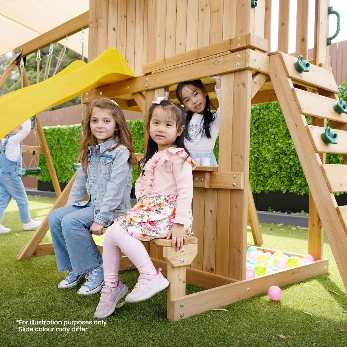 Lifespan Kids Carindale Swing Set & Play Centre with 2.2m Slide (Pastel Pink)