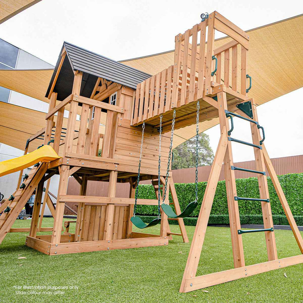 Lifespan Kids Kensington Swing Set, Monkey Bars & Play Centre with 2.2m Slide (Pastel Blue)