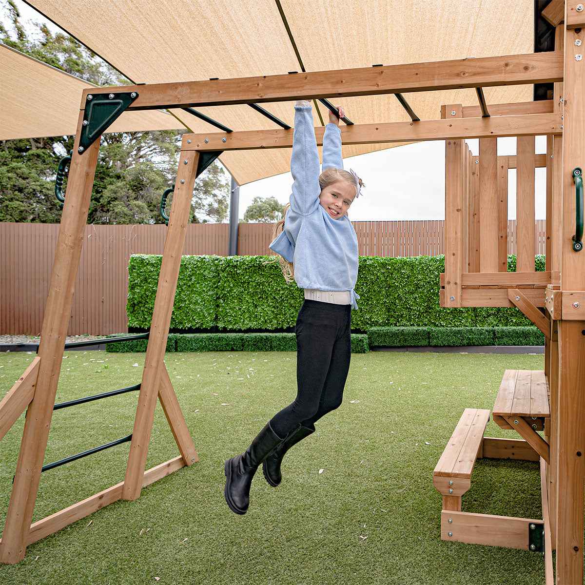 Lifespan Kids Kensington Swing Set, Monkey Bars & Play Centre with 2.2m Slide (White)