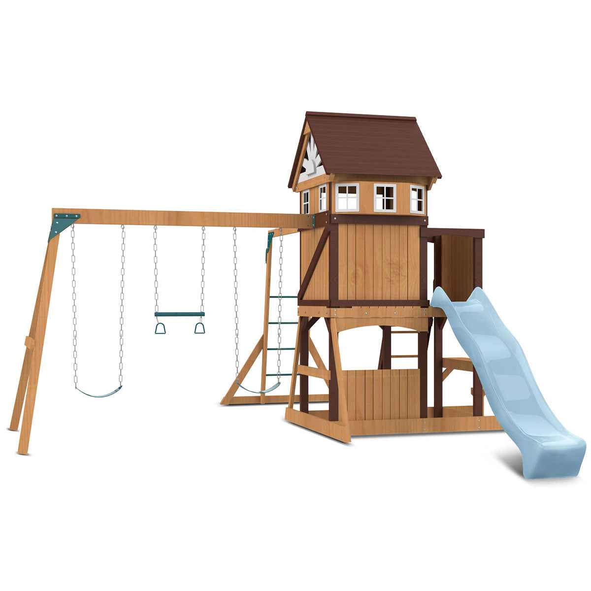 Lifespan Kids Meer Brook Swing Set, Monkey Bars & Play Centre with 2.2m Slide (Pastel Blue)