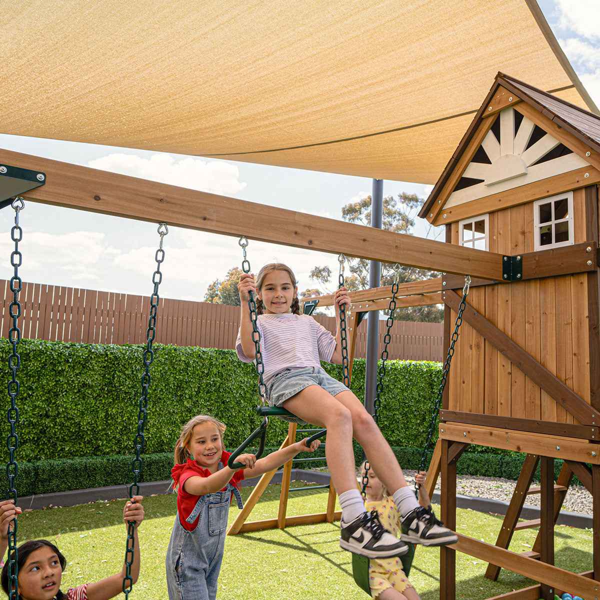 Lifespan Kids Meer Brook Swing Set, Monkey Bars & Play Centre with 2.2m Slide (White)