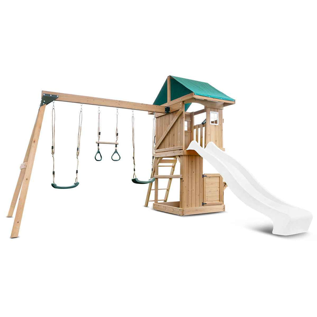 Lifespan Kids Montrose Swing Set & Play Centre with 2.2m Slide (White)