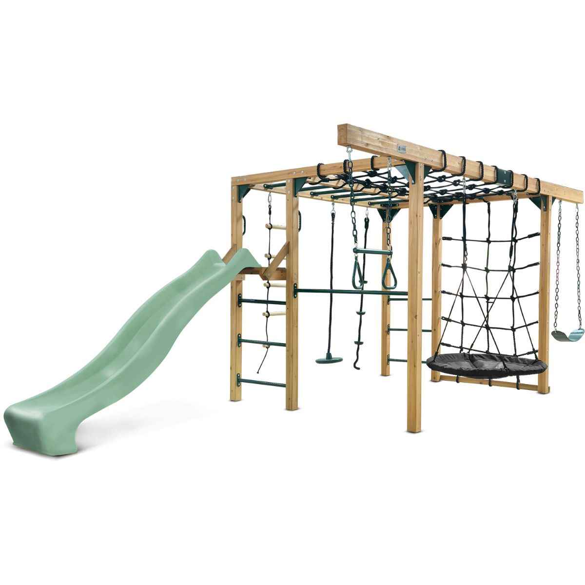 Lifespan Kids Orangutan Monkey Bars Jungle Gym Climbing Frame with 2.2m Slide (Pastel Green)