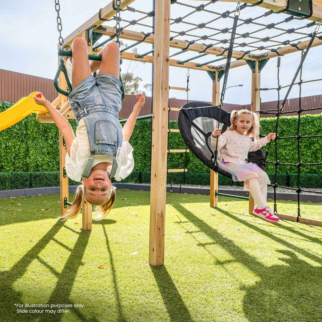 Lifespan Kids Orangutan Monkey Bars Jungle Gym Climbing Frame with 2.2m Slide (Pastel Green)