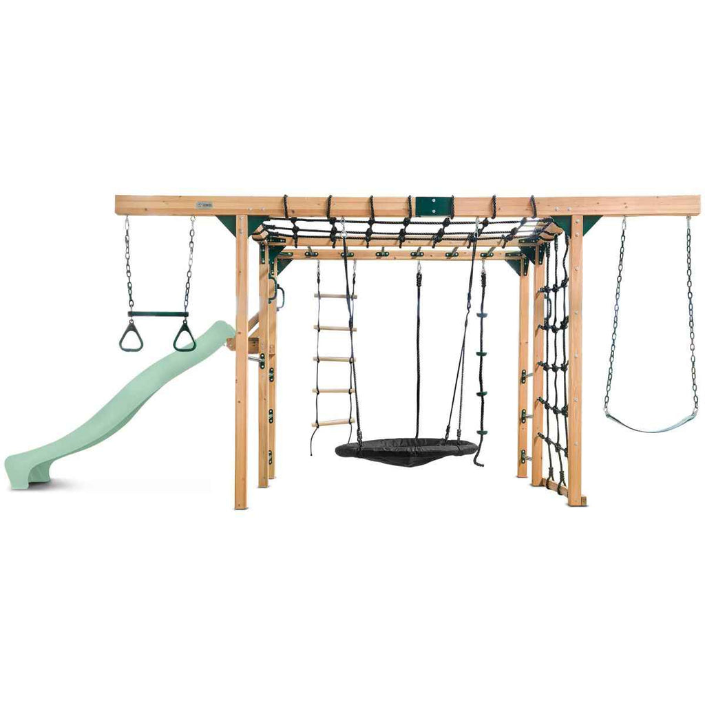 Lifespan Kids Orangutan Monkey Bars Jungle Gym Climbing Frame with 2.2m Slide (Pastel Green)