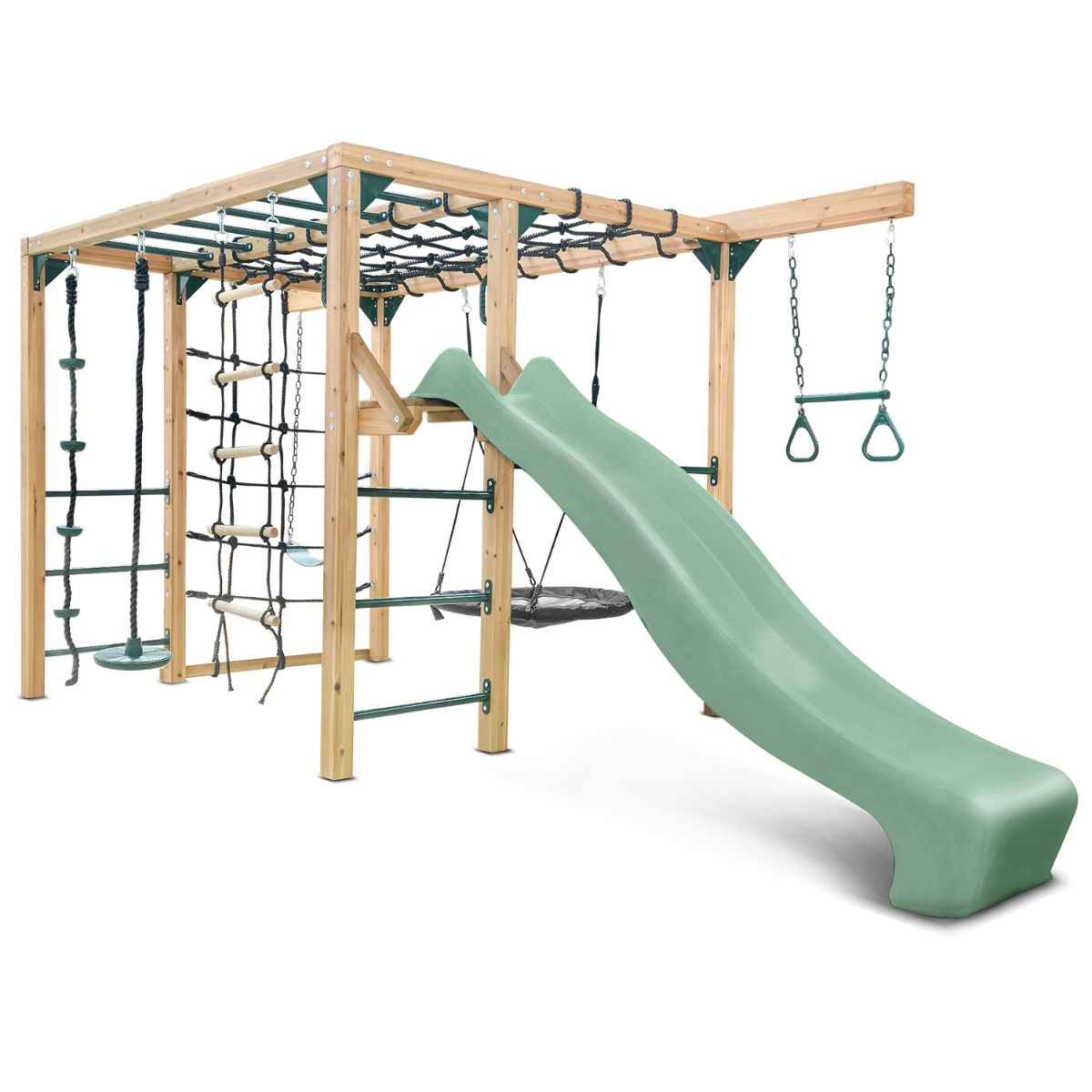 Lifespan Kids Orangutan Monkey Bars Jungle Gym Climbing Frame with 2.2m Slide (Pastel Green)