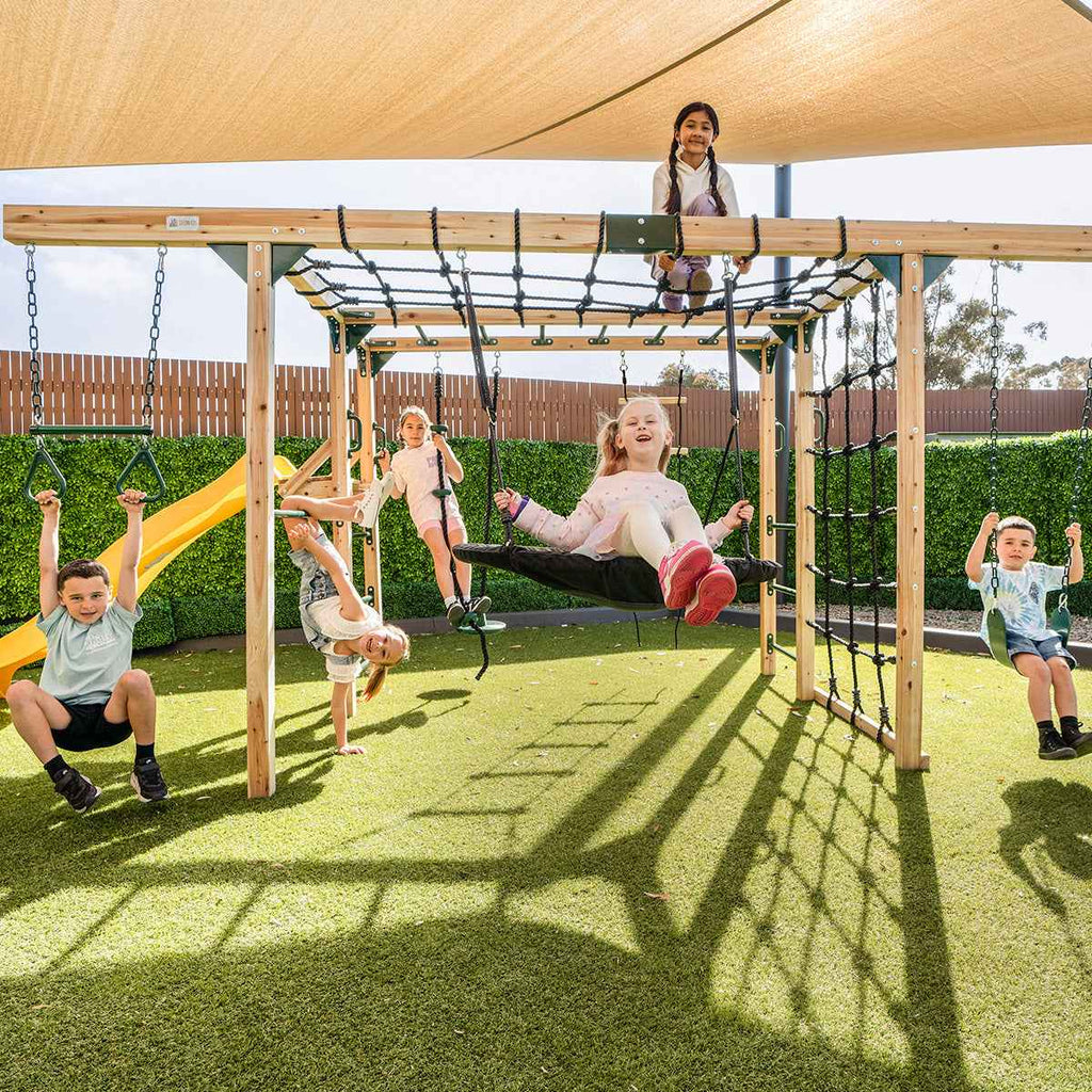 Lifespan Kids Orangutan Monkey Bars Jungle Gym Climbing Frame with 2.2m Slide (Yellow)
